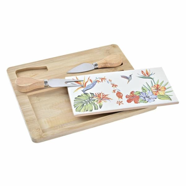 Ostebræt DKD Home Decor Bambus Stentøj 24,5 x 20 x 1,2 cm (4 enheder)