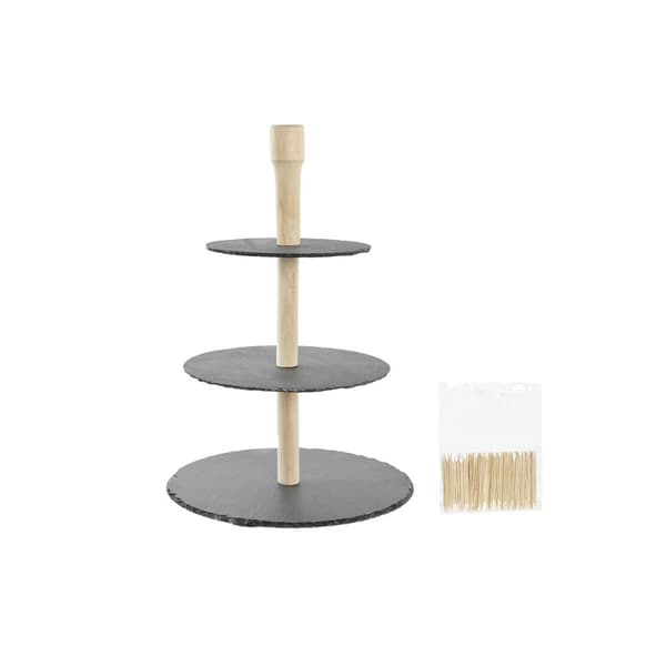 Snack bakke DKD Home Decor 3-lags stativ Bambus Bræt 28 x 28 x 39,5 cm