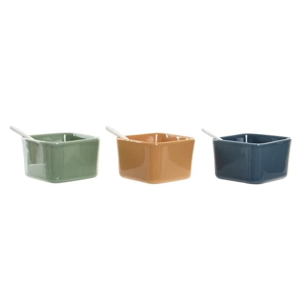 Sæt til appetizere DKD Home Decor Porcelæn Multifarvet Bambus 8 Dele (30 x 30 x 6 cm)