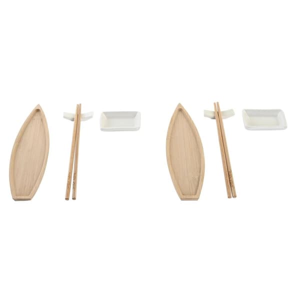 Sushi-sæt DKD Home Decor 8 x 5 x 2 cm Keramik Natur Hvid Orientalsk