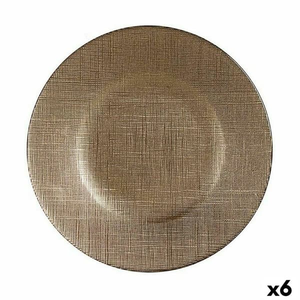 Flad Plade Vivalto 3239121P-5 Gylden Glas 21 x 2 x 21 cm (6 enheder)