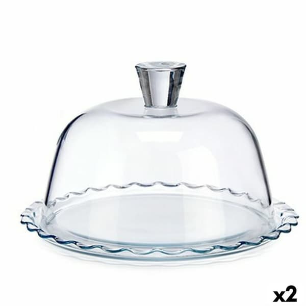 Madkasse Pasabahce Petite Patisserie Gennemsigtig Glas 26,4 x 15,5 x 26,4 cm Bølger (2 enheder)