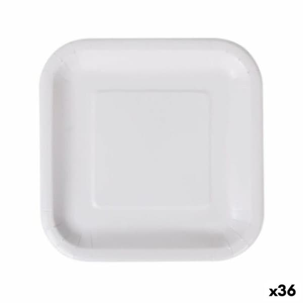 plade Algon Engangsanvendelse Hvid Pap 23 cm (36 Enheder)