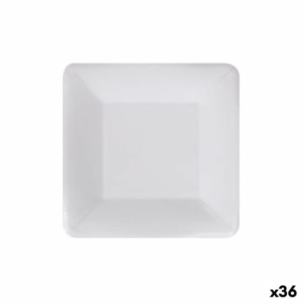 plade Algon Engangsanvendelse Hvid Pap Firkantet 18 cm (36 Enheder)
