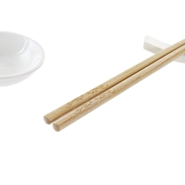 Sushisetti DKD Home Decor Bambu Kivitavara Valkoinen Luonnollinen Itämainen 27,3 x 20,3 x 2,5 cm (12 osaa)