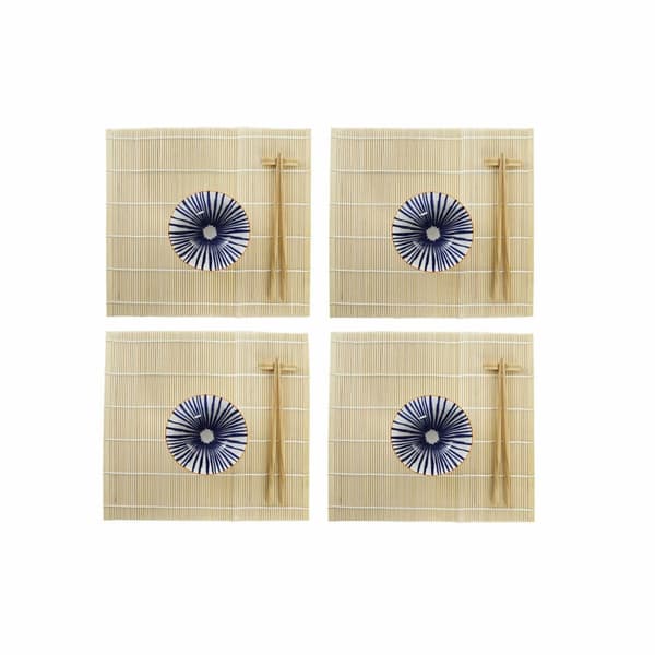 Sushisetti DKD Home Decor 14,5 x 14,5 x 31 cm Sininen Valkoinen Kivitavara Itämainen (16 Kappaletta)
