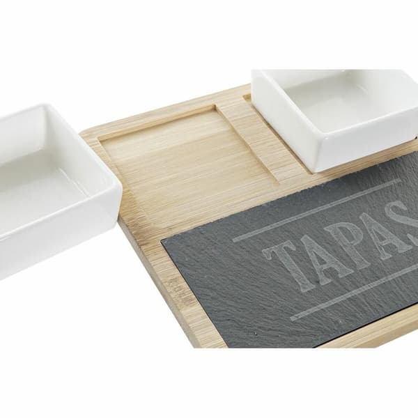 Alkuruokasetti DKD Home Decor Tapas Bambu Kivitavara Taulu 3 Kappaletta 31 x 20 x 5 cm