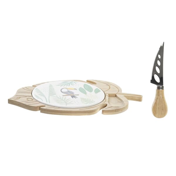 Juustolautanen DKD Home Decor Bambu Kivitavara 28 x 18 x 3 cm (12 osaa)