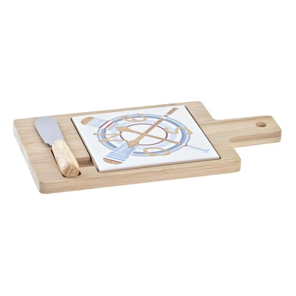Juustolautanen DKD Home Decor Bambu Alumiini Kivitavara 21,5 x 11,8 x 1,5 cm (3 Kappaletta)