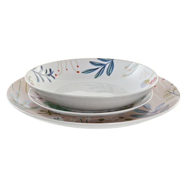 Astiasetti DKD Home Decor Monivärinen Posliini Gėlės Kaupunki 27 x 27 x 3 cm 18 Kappaletta (18 pcs)