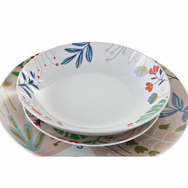 Astiasetti DKD Home Decor Monivärinen Posliini Gėlės Kaupunki 27 x 27 x 3 cm 18 Kappaletta (18 pcs)