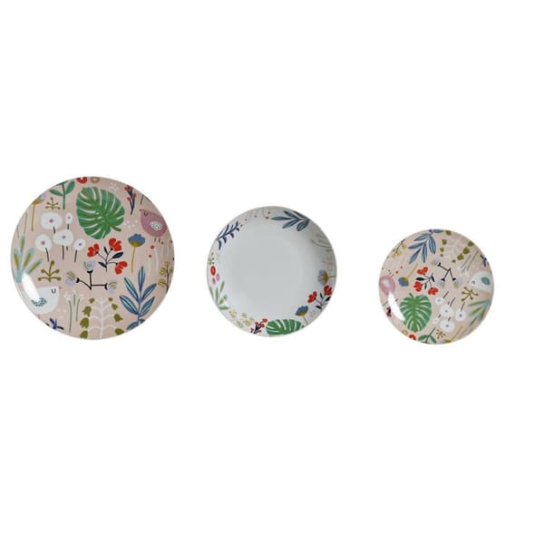 Astiasetti DKD Home Decor Monivärinen Posliini Gėlės Kaupunki 27 x 27 x 3 cm 18 Kappaletta (18 pcs)