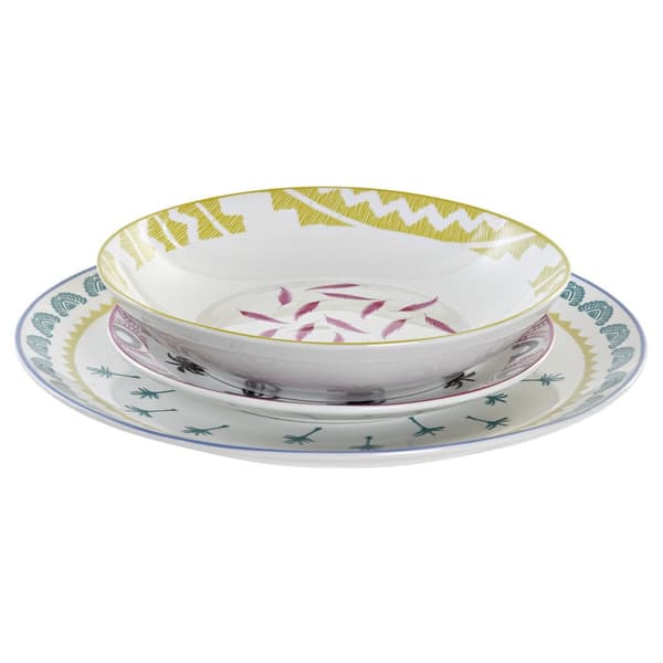 Astiasetti DKD Home Decor Sininen Monivärinen Turkoosi Posliini Siirtomaatyylinen Afrikkalainen mies 27 x 27 x 2,5 cm 18 Kappale