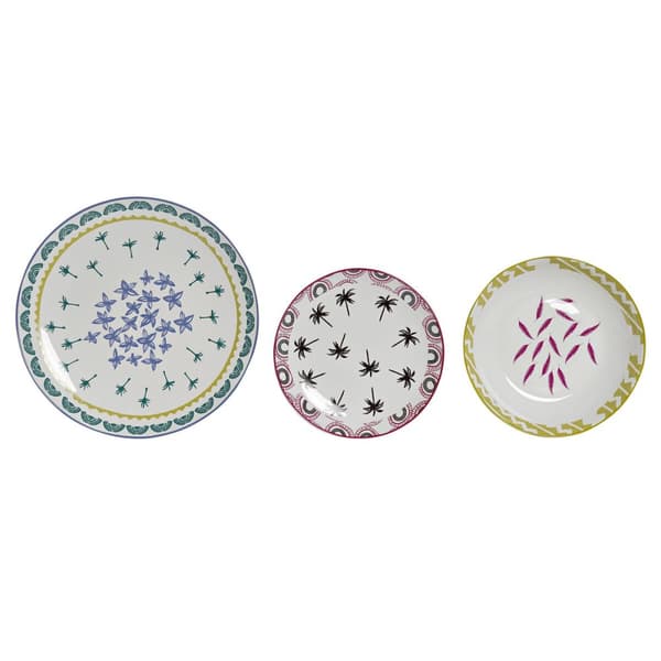 Astiasetti DKD Home Decor Sininen Monivärinen Turkoosi Posliini Siirtomaatyylinen Afrikkalainen mies 27 x 27 x 2,5 cm 18 Kappale