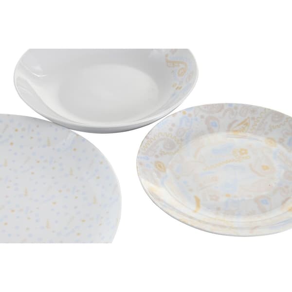 Astiasetti DKD Home Decor Sininen Valkoinen Pinkki Posliini 18 Kappaletta 27 x 27 x 3 cm