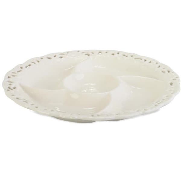 Tyylikäs keraaminen lautanen väliseinillä 26 cm Lace Collectionista