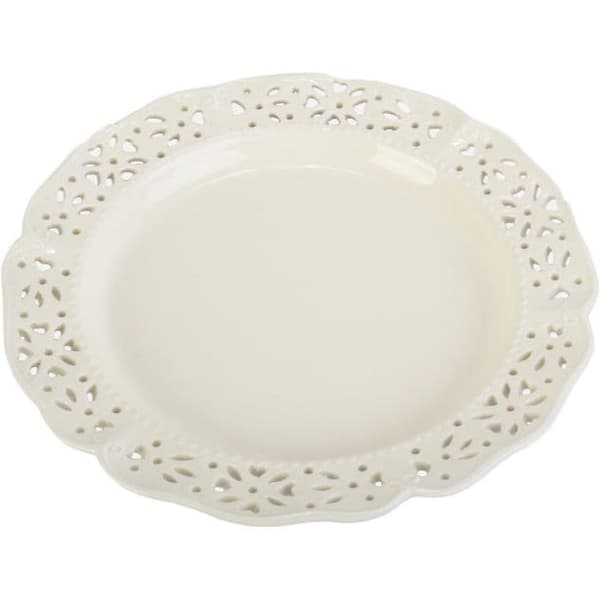 Elegant keramisk middagstallerken, hvid, 25,5 cm