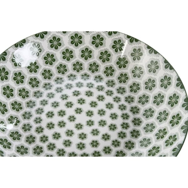 Tallriksset Home ESPRIT Vit Grön Porslin 20 x 20 x 4 cm