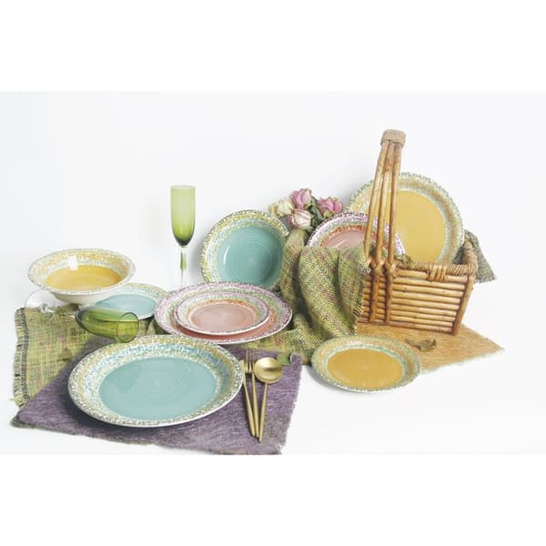 Matservis Home ESPRIT Rosa Stengods 27 x 27 x 2 cm 18 Delar