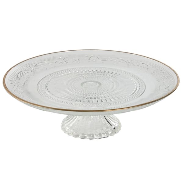Platt skål Home ESPRIT Transparent Gyllene Glas 29 x 29 x 9,2 cm