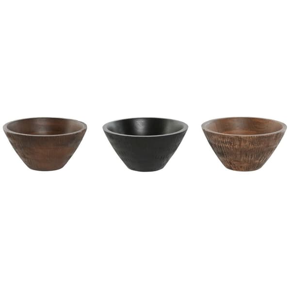 Snacksskål Home ESPRIT Brun Svart Ljusbrun Mangoträ Kolonial 15 x 15 x 8 cm (3 antal)