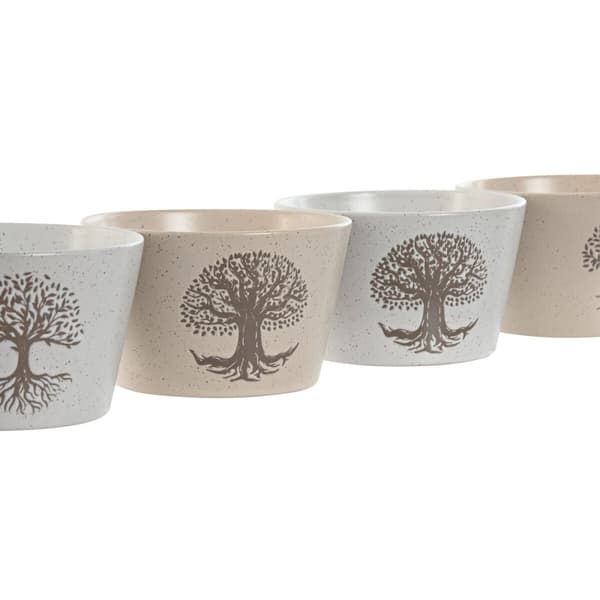 Skål Home ESPRIT Vit Beige Stengods 570 ml 13 x 13 x 8 cm (4 antal)