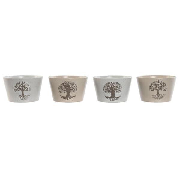 Skål Home ESPRIT Vit Beige Stengods 570 ml 13 x 13 x 8 cm (4 antal)