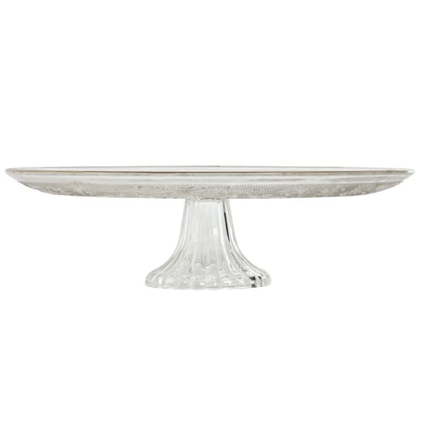 Platt skål Home ESPRIT Transparent Gyllene Glas 33 x 33 x 9,4 cm