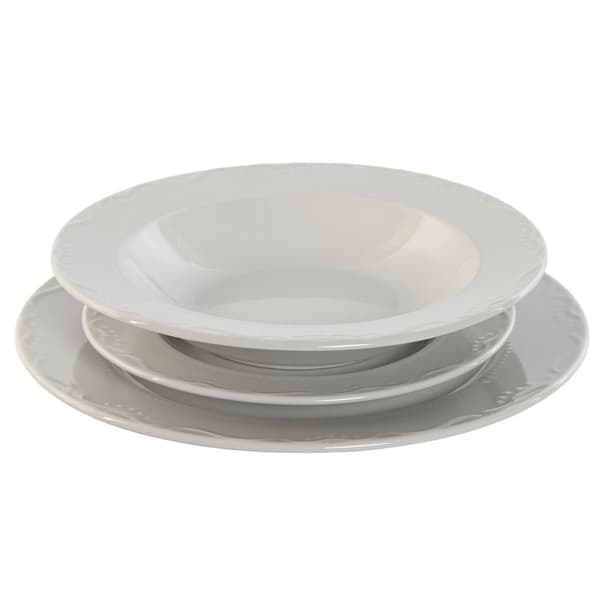 Servissats Home ESPRIT Vit Porslin 27 x 27 x 2 cm 18 Delar