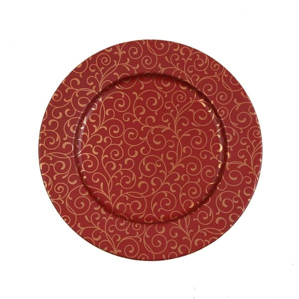Tallriksunderlägg Versa Serpentine Röd Metall 33 x 1,5 x 33 cm