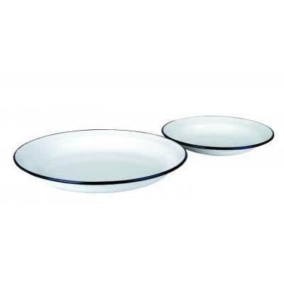 Middagstallrik - Vit - 22 cm - Förglasad emalj - Tål diskmaskin - 1 st.