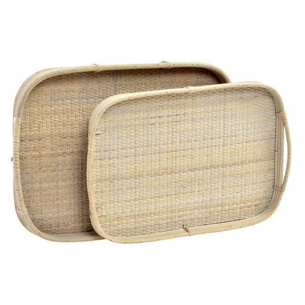 Uppsättning med Brickor DKD Home Decor Brun Rattan (51.5 x 36 x 7.5 cm) (44.5 x 31.5 x 6 cm) (2 pcs)
