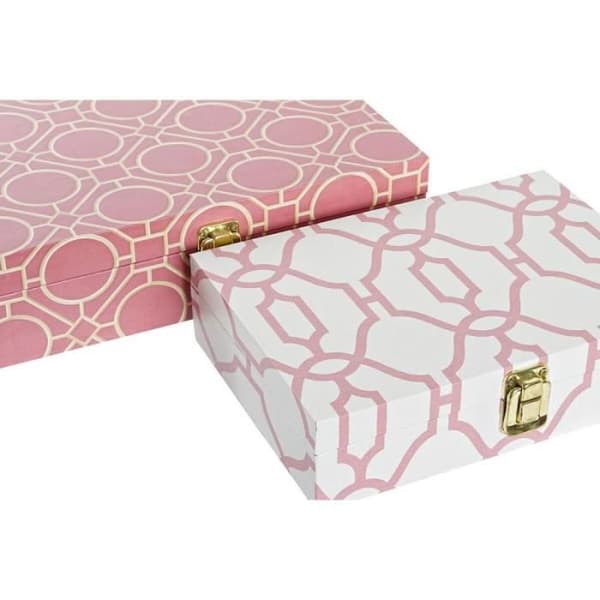 Dekorativa boxset DKD Home Decor Canvas Wood (29 x 21 x 8 cm)