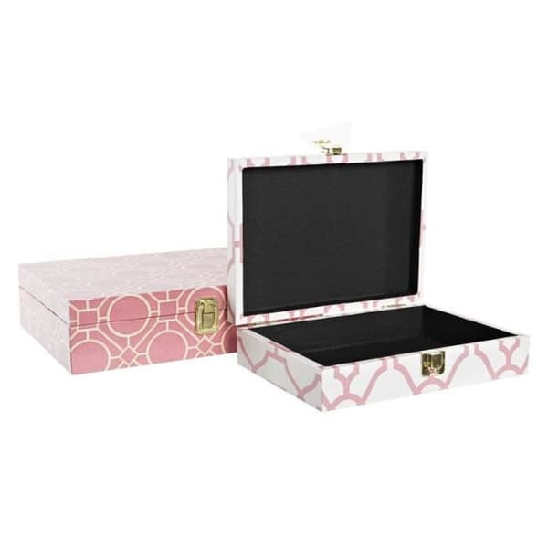 Dekorativa boxset DKD Home Decor Canvas Wood (29 x 21 x 8 cm)