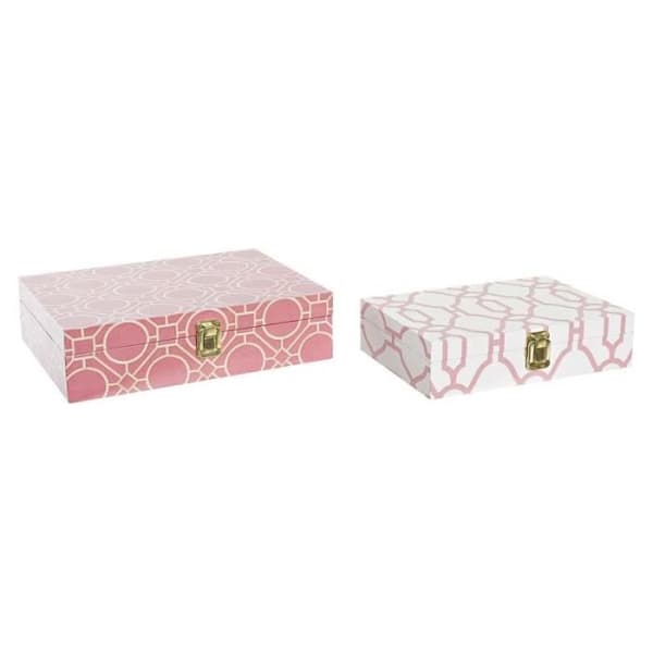 Dekorativa boxset DKD Home Decor Canvas Wood (29 x 21 x 8 cm)