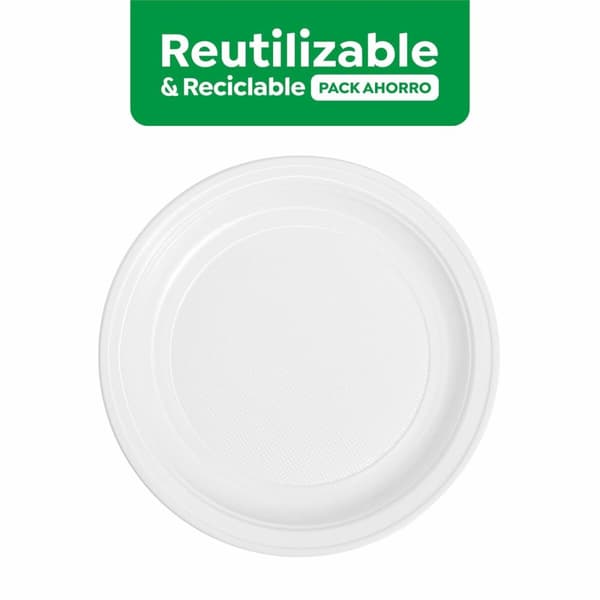 Set med återanvändbara tallrikar Maxi Products Vit Plast 100 Delar