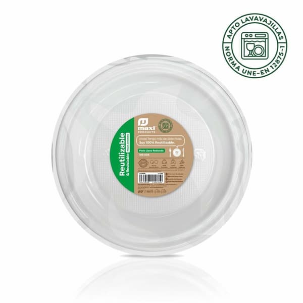 Set med återanvändbara tallrikar Maxi Products Vit Plast 100 Delar