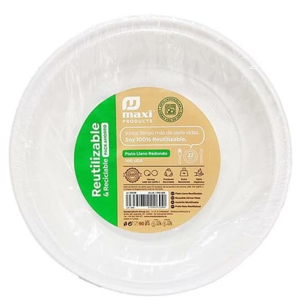 Set med återanvändbara tallrikar Maxi Products Vit Plast 100 Delar