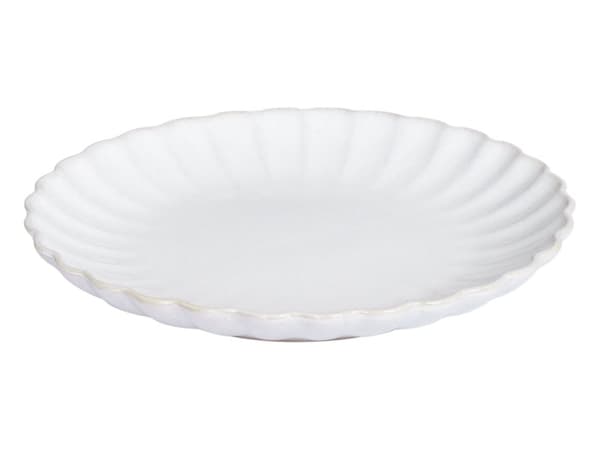 Spisestel Hvid Stentøj sæt af 16 til 4 Personer Middagssæt til Spisebord Scallop Design Stel Servicesæt Tallerkner Skål Kruse Tilbehør