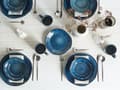 Miniatyrbillede 2 af 11: Spisestel Blå Stentøj sæt af 16 til 4 Personer Middagssæt til Spisebord Design Stel Servicesæt Tallerkner Skål Kruse Tilbehør