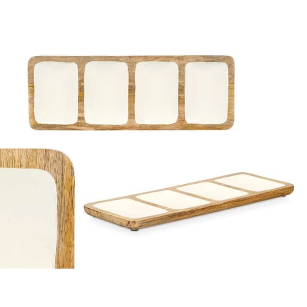Bricka med fack MALI941 W Vit 46 x 3 x 17 cm (6 antal)
