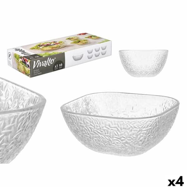Edénykészlet Vivalto TP70165IC/BH Transparent Glas 20 x 20 x 8 cm 10,3 x 10,3 x 5,5 cm (4 antal)