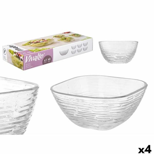 Dubenų rinkinys Vivalto TP70165L/BH Läpinäkyvä Lasi 20 x 20 x 8 cm 10,3 x 10,3 x 5,5 cm (4 osaa)