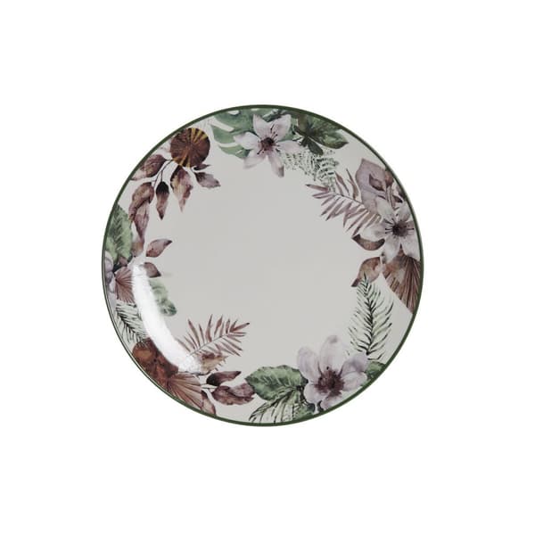 Plokščia lėkštė DKD Home Decor Gėlės Posliini (27 x 27 x 2 cm)