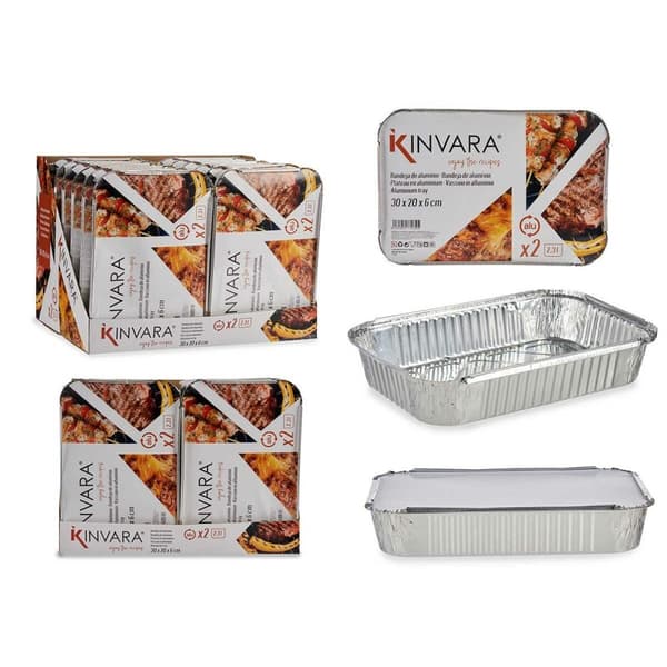 Ruokatarjottimen setti Kinvara 82176 Hopeinen Alumiini 2,3 L 21 x 6 x 30,5 cm (12 osaa)