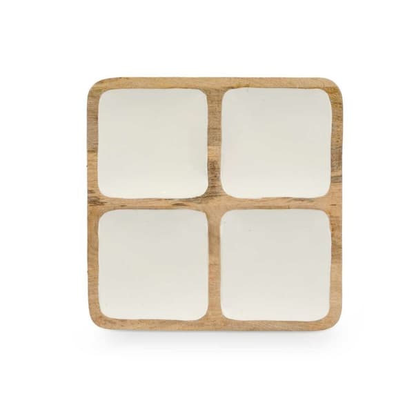 Bricka med fack MALI-991 W Vit 29,5 x 3 x 29,5 cm (6 antal)
