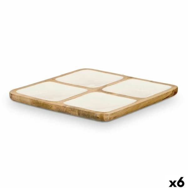 Bricka med fack MALI-991 W Vit 29,5 x 3 x 29,5 cm (6 antal)
