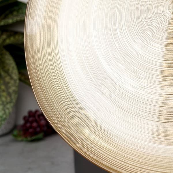 Flad middagstallerken, lavvandet, stor, glas, guld/tallerken, 32,5 cm