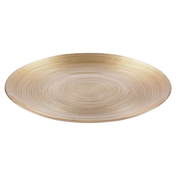 Flad middagstallerken, tallerken, stor, glas, guld, 28 cm