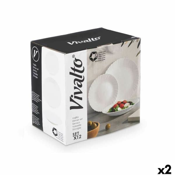 Madlavningssæt Vivalto F-LXP95-75-F-LSP85 Hvid Opalglas (2 enheder)